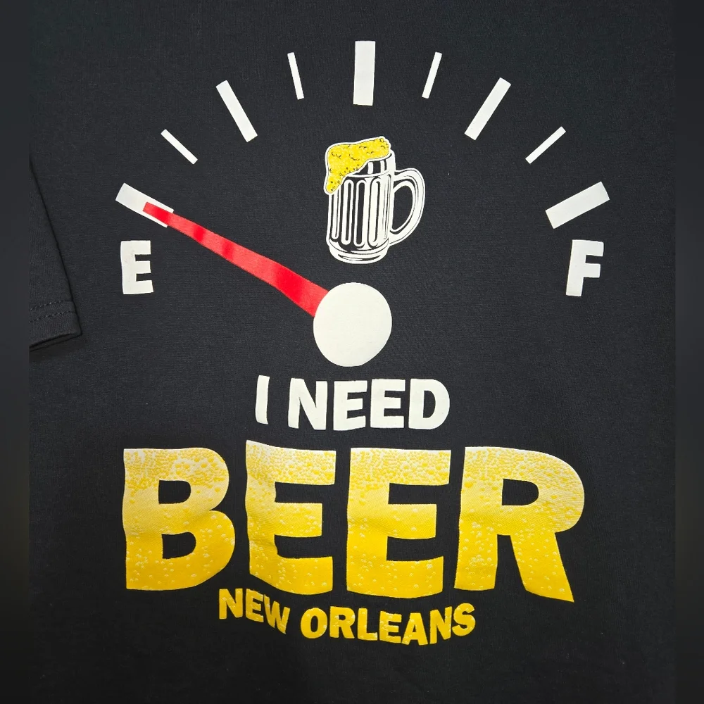 Port & Company Men's L Black Graphic T-Shirt - New Orleans Beer Design - Picture 2 of 10